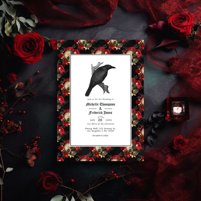 Black and Crimson Gothic Wedding Invitation (Creator Uploaded)