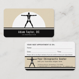 Black and Custom Beige Vitruvian Man Chiropractor Business Card