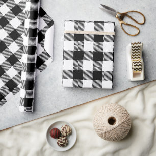 Black and Custom Colour Buffalo Plaid Wrapping Paper