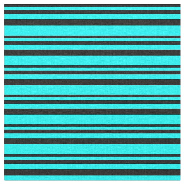 Black and Cyan Coloured Lined/Striped Pattern Fabric (Close Up)