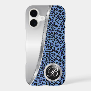 Black and Dark Blue Leopard Print Monogram