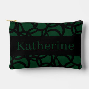 Black and Dark Green Pattern Name Small Accessory Pouch
