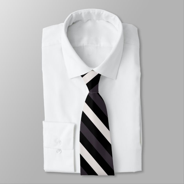 Black and Dark Grey Diagonal Stripe Pattern Design Tie (Tied)
