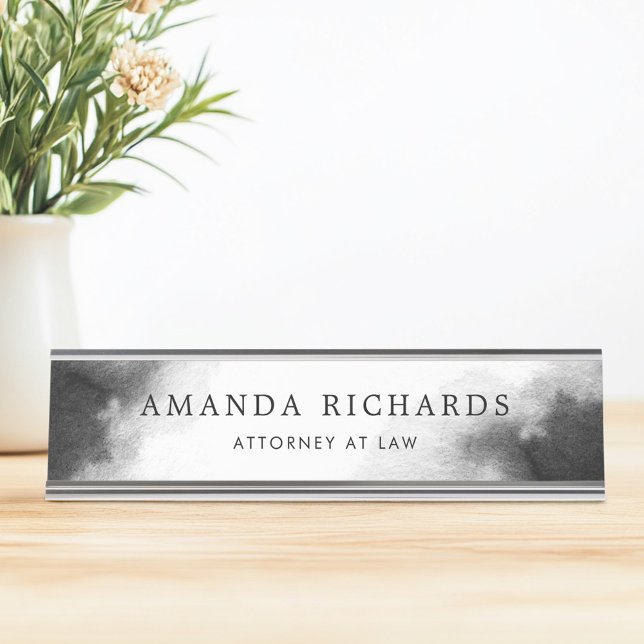 Black and dark grey watercolor desk name plate (Black and dark gray watercolor desk name plate
)