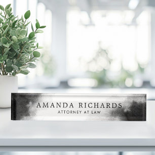 Black and dark grey watercolor nameplate