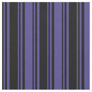 Black and Dark Slate Blue Lines Fabric