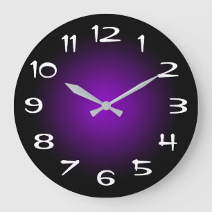 Black and Dark Violet Radial Gradient Large Clock