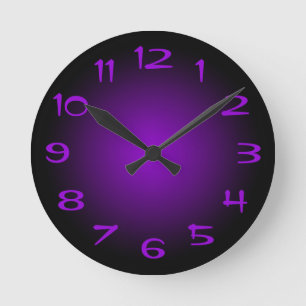 Black and Dark Violet Radial Gradient Round Clock