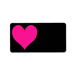 Black and Deep Pink Cute Heart Shape Label