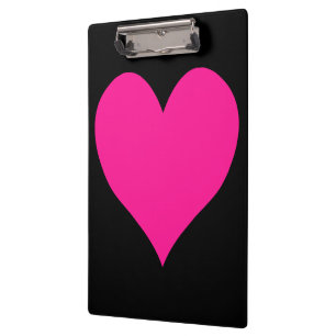 Black and Deep Pink Heart Shape Clipboard
