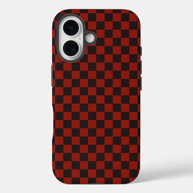 Black and Deep red checkerboard pattern Case-Mate iPhone Case (Back)