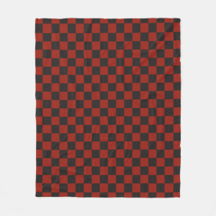 Black and Deep red checkerboard pattern Fleece Blanket