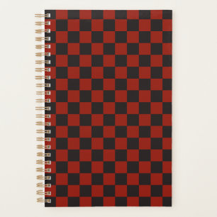 Black and Deep red checkerboard pattern Planner