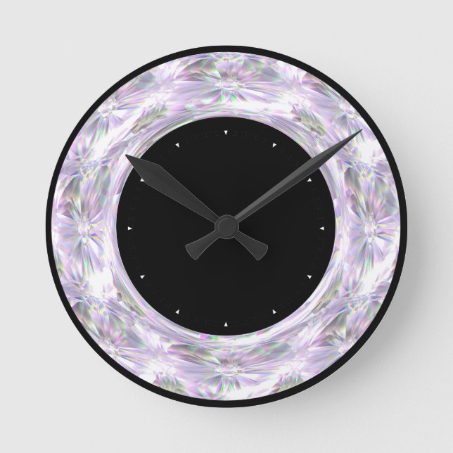 Black and Diamond print round clock (Front)