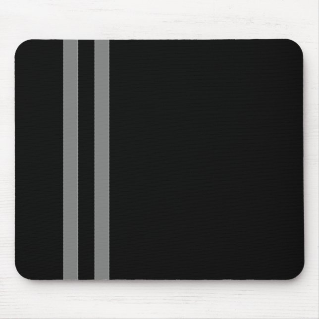Black and Double Grey Strip Mouse Pad (Front)