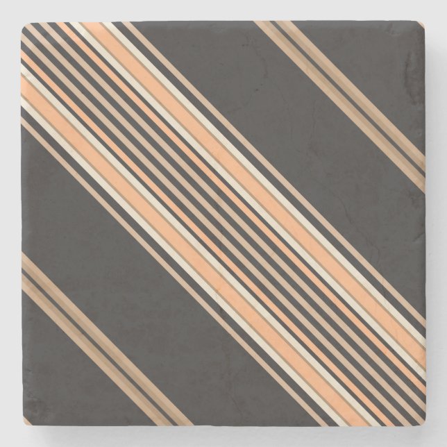 Black and Ecru, Stripes Square Coaster (Front)
