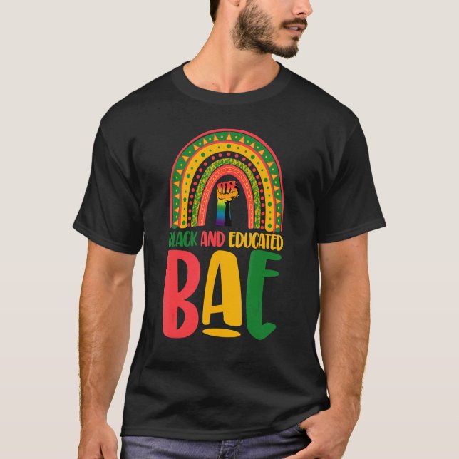 Black And Educated Bae Rainbow Women African Black T-Shirt (Front)