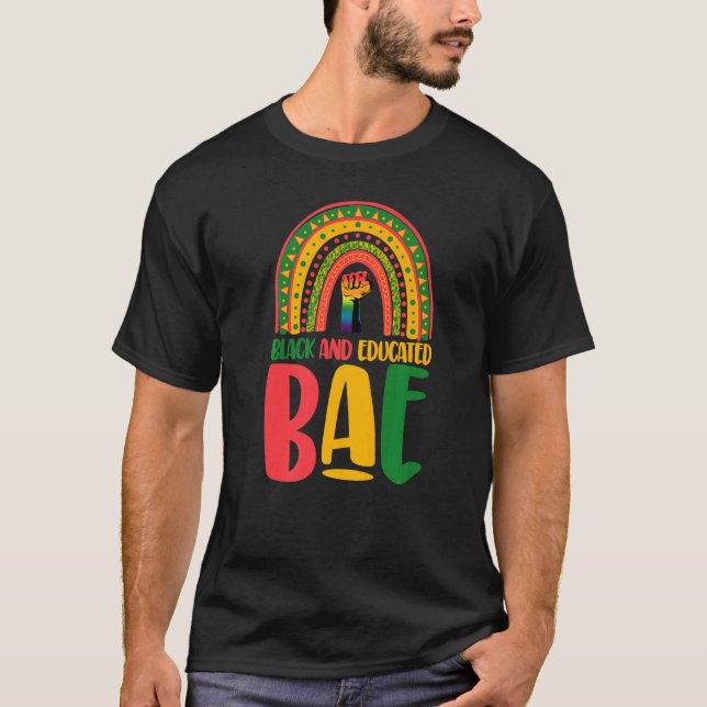 Black And Educated Bae Rainbow Women African Black T-Shirt (Front)