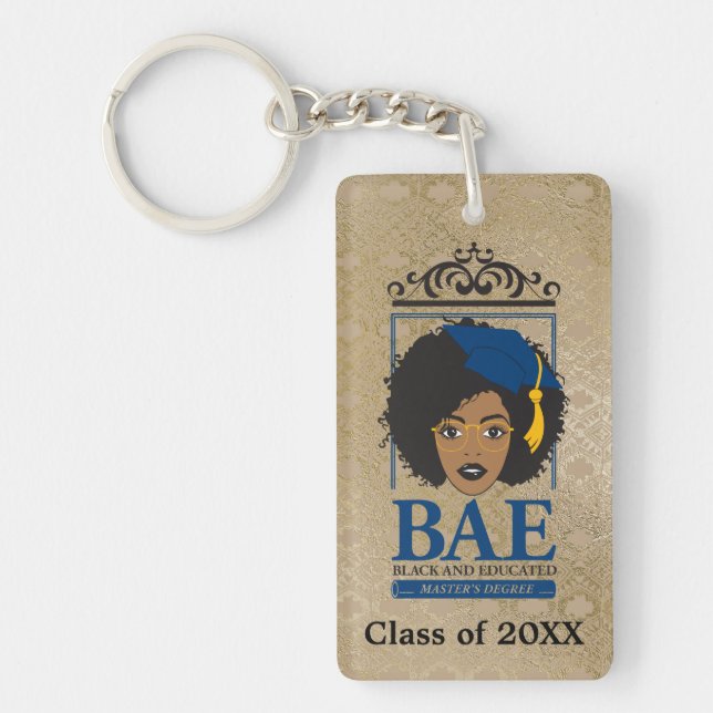 Black and Educated Master's Personalised Class Key Ring (Front)