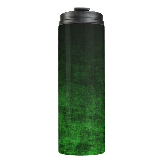 Black and Emerald Green Gradient Texture Thermal Tumbler (Front)