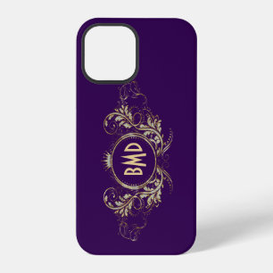 Black And Faux Glitter Girly Floral Frame iPhone 12 Pro Case