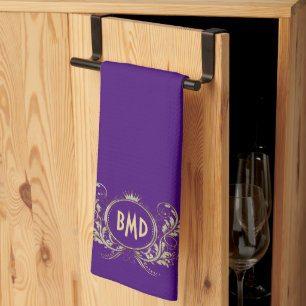 Black And Faux Glitter Girly Floral Frame Tea Towel