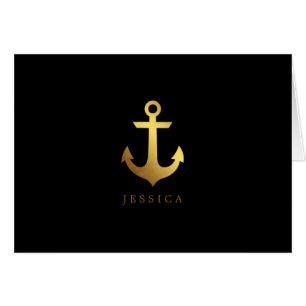 Black and Faux Gold Foil Anchor