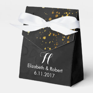 Black and Faux Gold Glitter Favour Box