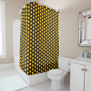 Black and Faux Gold Grunge Pattern Shower Curtain