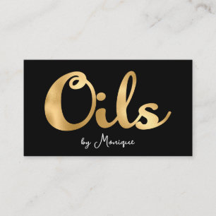 Black and Faux Gold Oils Business Card
