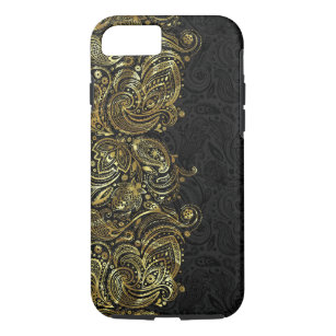 Black And Faux Gold Paisley Lace Case-Mate iPhone Case