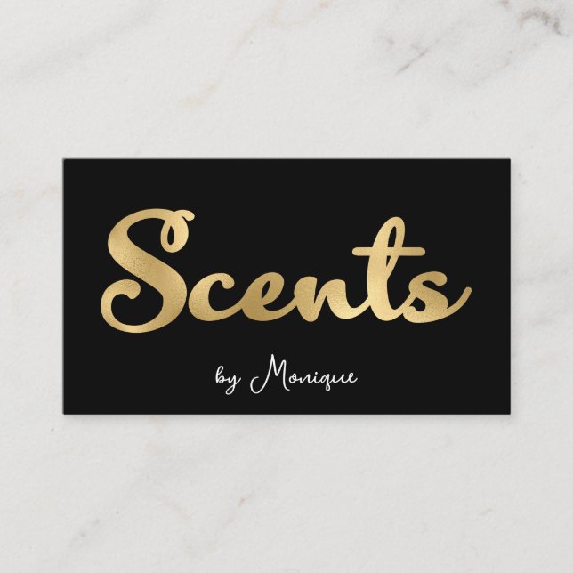 Black and Faux Gold Scents Business Card (Front)