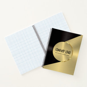 Black and faux gold stainless steel look notebook