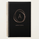 Black and Faux Rose Gold Monogram