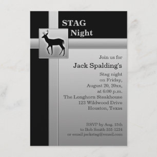 Black and FAUX Silver Grey Stag Invitation