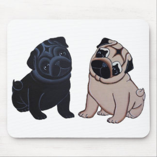 Black and Fawn Pug Puppies Mouse Pad
