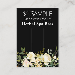 Black And Floral Soap Sample Price Display Card