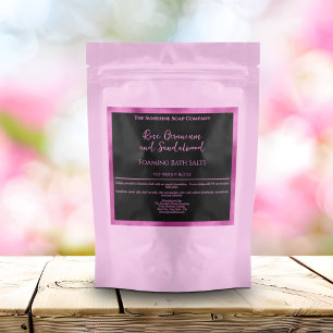Black and Fuchsia Foil Bath Salts Pouch Label