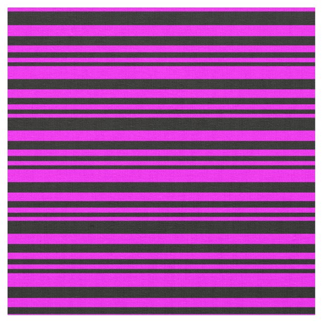 Black and Fuchsia Stripes/Lines Pattern Fabric (Close Up)