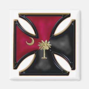Black and Garnet South Carolina Iron Cross Magnet