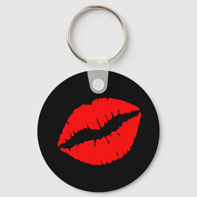 Black and Girly Red Lips Key Ring (Front)