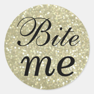 Black and Glittery Gold Bite Me Sticker