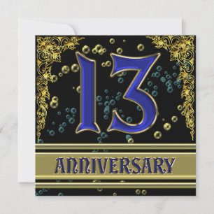 Black and Gold 13th Anniversary party Invitation