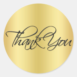 Black and Gold 1.5" Diameter Thank You Sticker