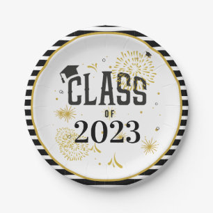 Black and Gold 2021 Graduation Celebration Party I Paper Plate
