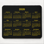 Black and Gold 2026 Calendar Mouse Pad<br><div class="desc">Looking for a sleek and stylish way to keep track of your days? Check out this black and gold 2026 calendar mousepad! It makes a great gift for anyone who loves to stay organized. Plus, it's a great way to show off your personality and make your desk look unique by...</div>