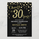 Black and Gold 30th Birthday Diamond Invitation<br><div class="desc">30th Birthday Invitation with Black and Gold Glitter Diamond Background. Gold Confetti. Adult Birthday. Male Men or Women Birthday. For further customisation,  please click the "Customise it" button and use our design tool to modify this template.</div>