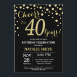 Black and Gold 40th Birthday Diamond Invitation<br><div class="desc">30th Birthday Invitation with Black and Gold Glitter Diamond Background. Gold Confetti. Adult Birthday. Male Men or Women Birthday. For further customisation,  please click the "Customise it" button and use our design tool to modify this template.</div>