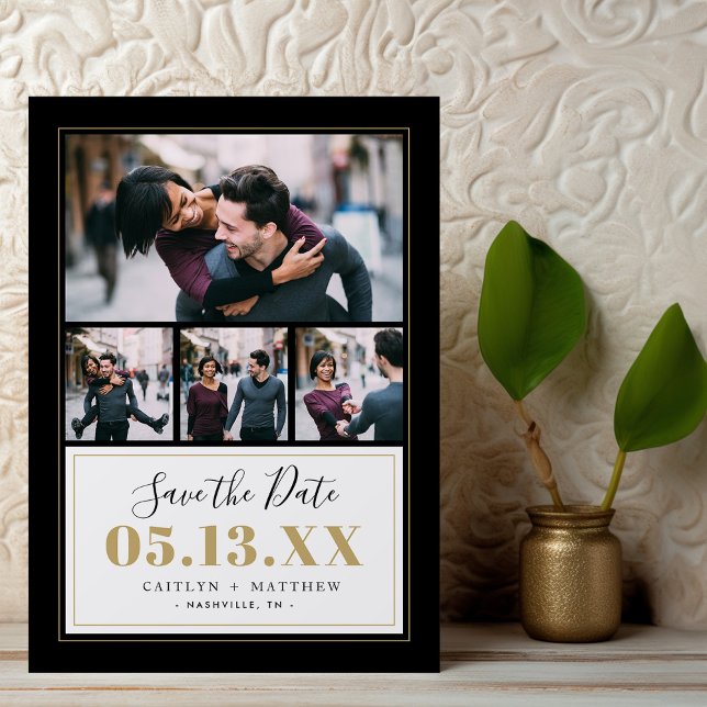 Black and Gold 4 Photo Save the Date (Creator Uploaded)