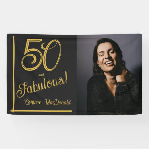 Black and Gold 50 & Fabulous 50th Birthday Party Banner
